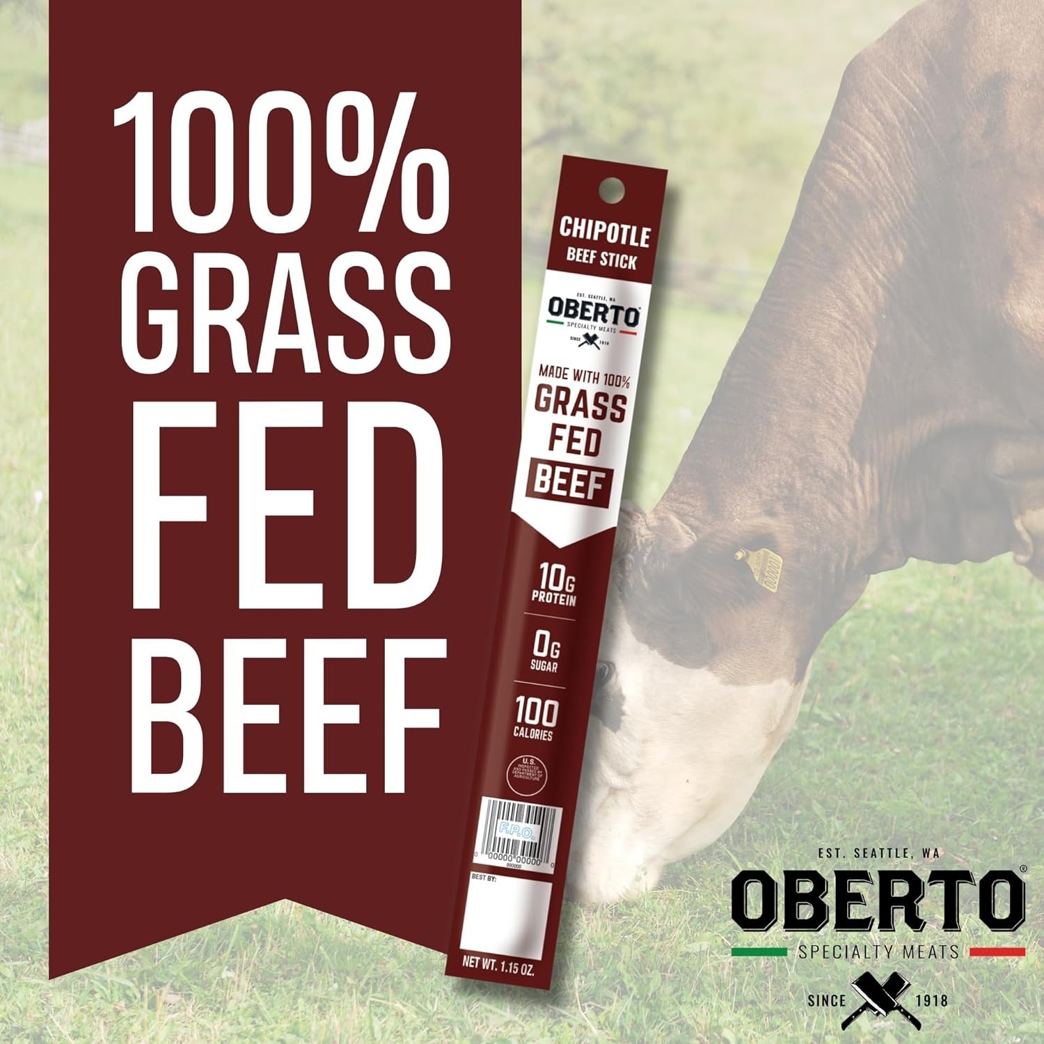 Chipotle Grass-Fed Beef Sticks – 100% Natural & High Protein Snack (Pack of 8)