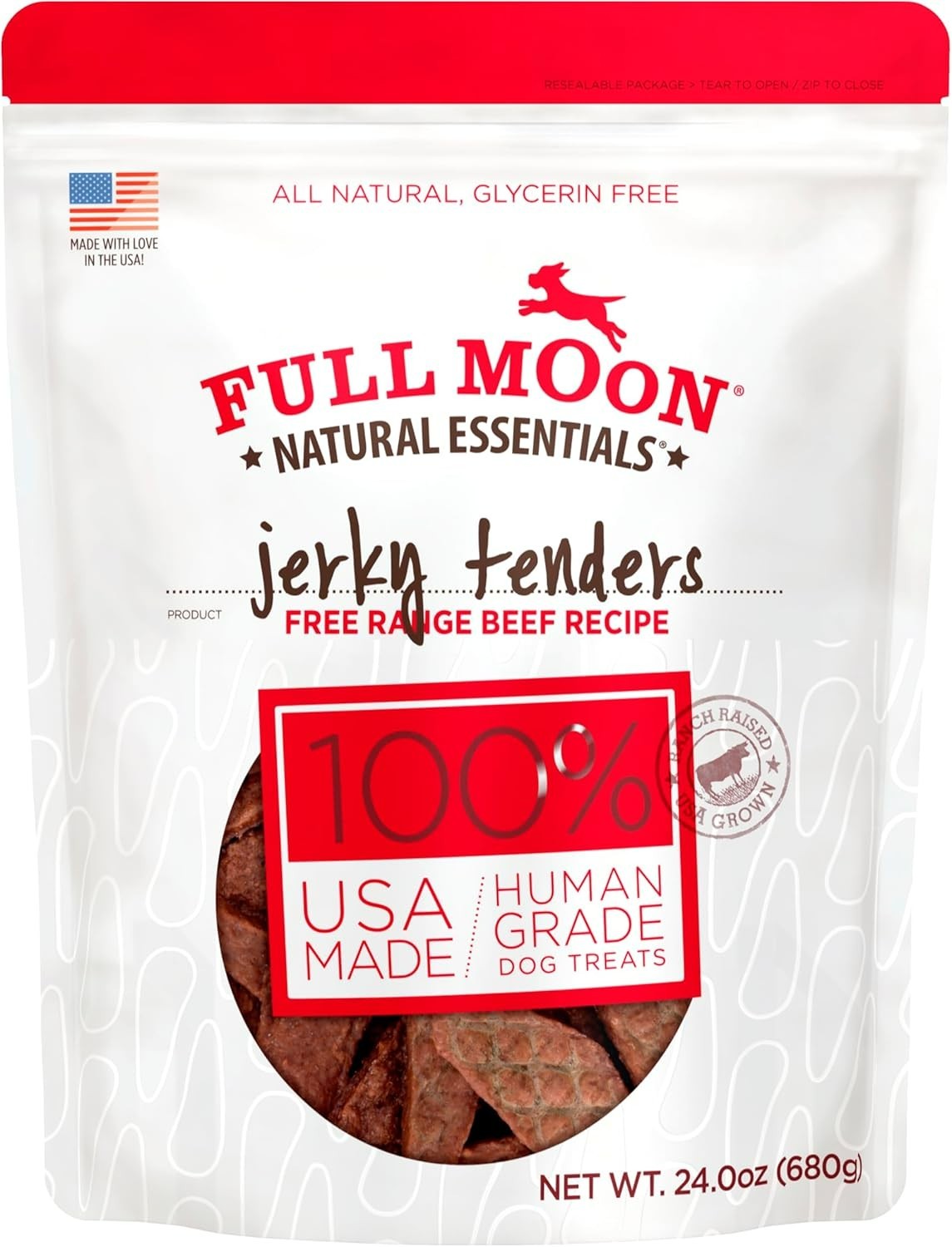 24 oz Human-Grade Beef Jerky Tenders – Natural Dog Treats, Soy-Free & USA Made