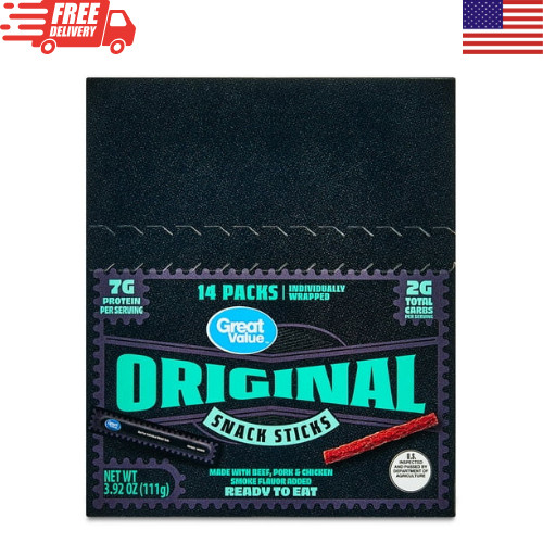 Great Value Original Snack Meat Sticks 14 Count Protein Snack 3.92 Oz