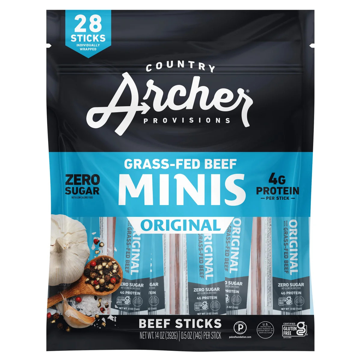 Country Archer Grass Fed Beef Sticks, Original Flavor, 14 Ounce