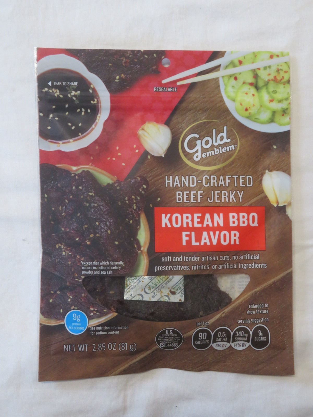 (4) Gold Emblem Hand-Crafted Beef Jerky Korean BBQ Flavor 2.85 Oz Each
