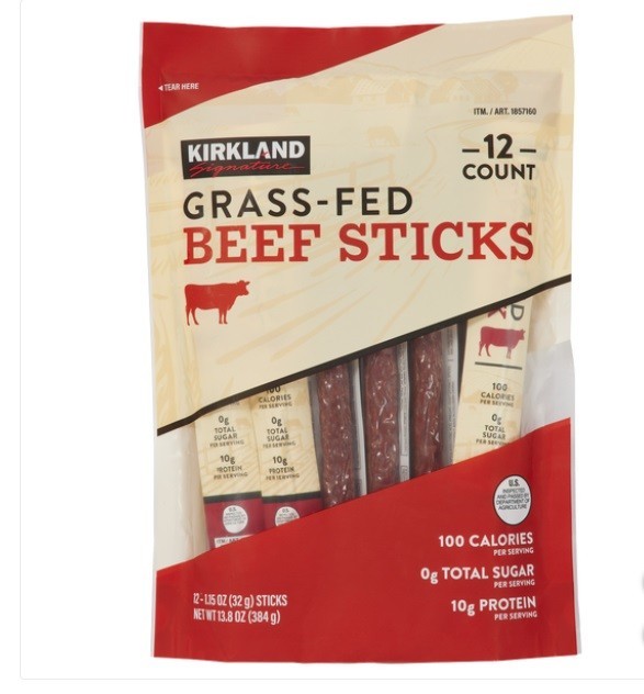 Kirkland Signature Grass-Fed Beef Sticks, 1.15 oz, 12 ct