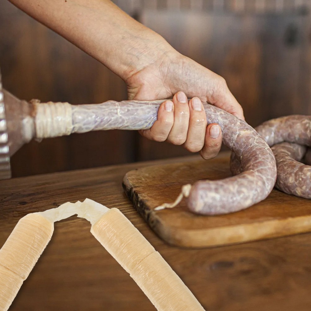 1 Set Elastic Collagen Sausage Casings for Kitchen Use Natural Edible Sleeve