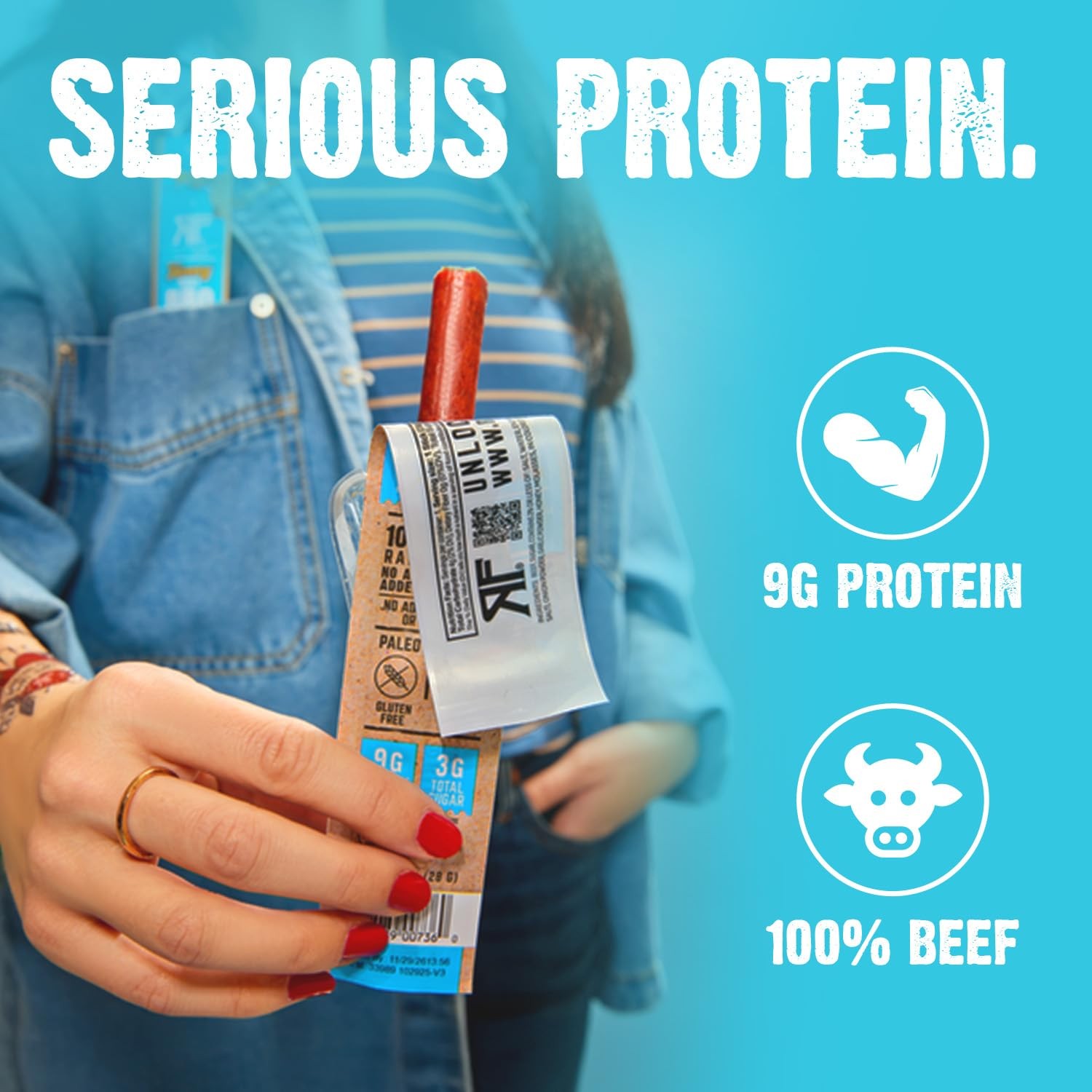 Beef Meat Sticks Honey BBQ Grass Fed 24 Count High Protein Keto Snack