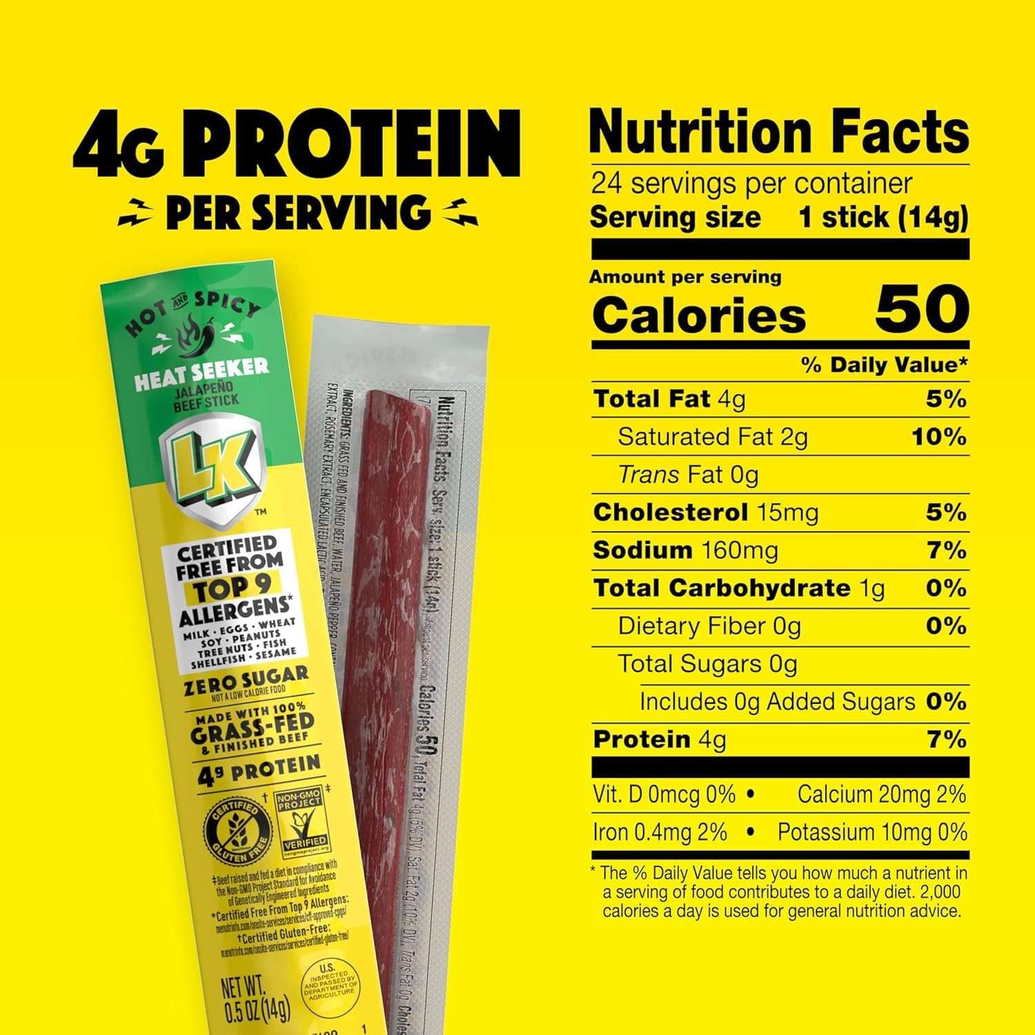 Lorissa’s Kitchen Heat Seeker Jalapeno Mini Beef Sticks Pack of 24 0.5 oz Me…