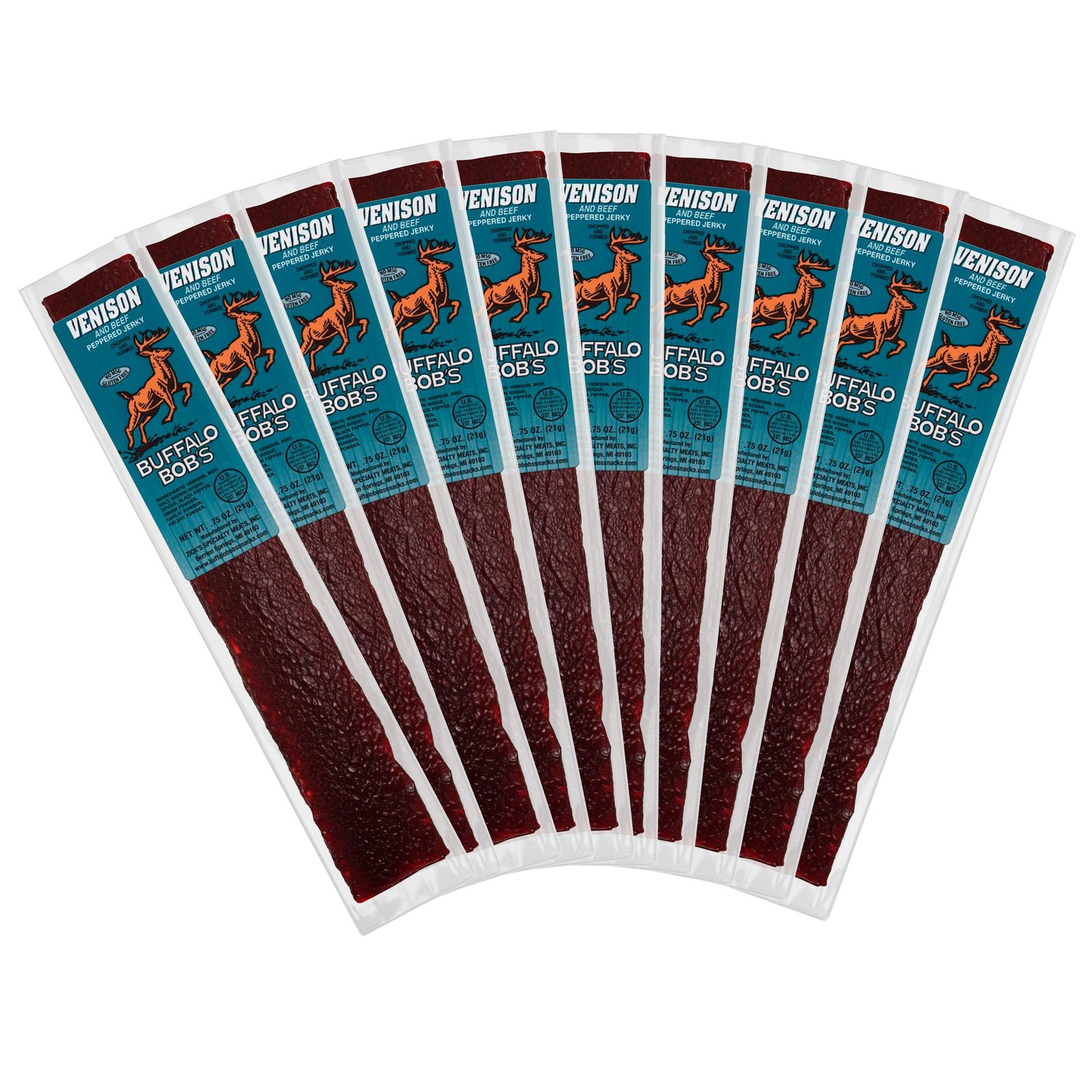 Wild Game Meat Snack – Venison and Beef Peppered Jerky 10 Pack
