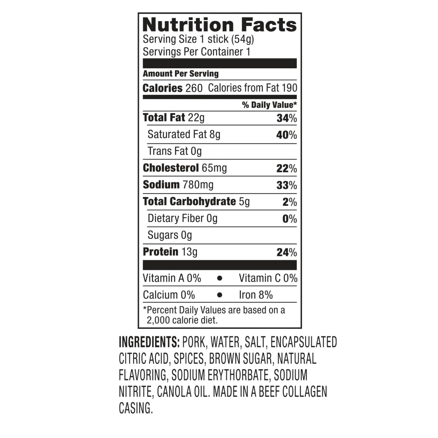 XL Double Smoked Sausages, 20 Pack – 38oz