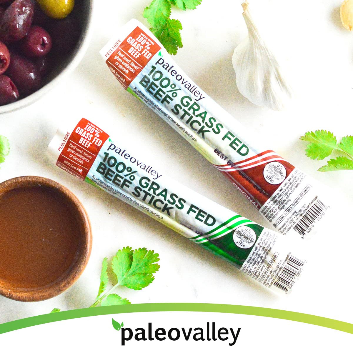 Paleovalley: 100% Grass Fed Beef Sticks 10 Count – Original Flavor – 100% Beef –
