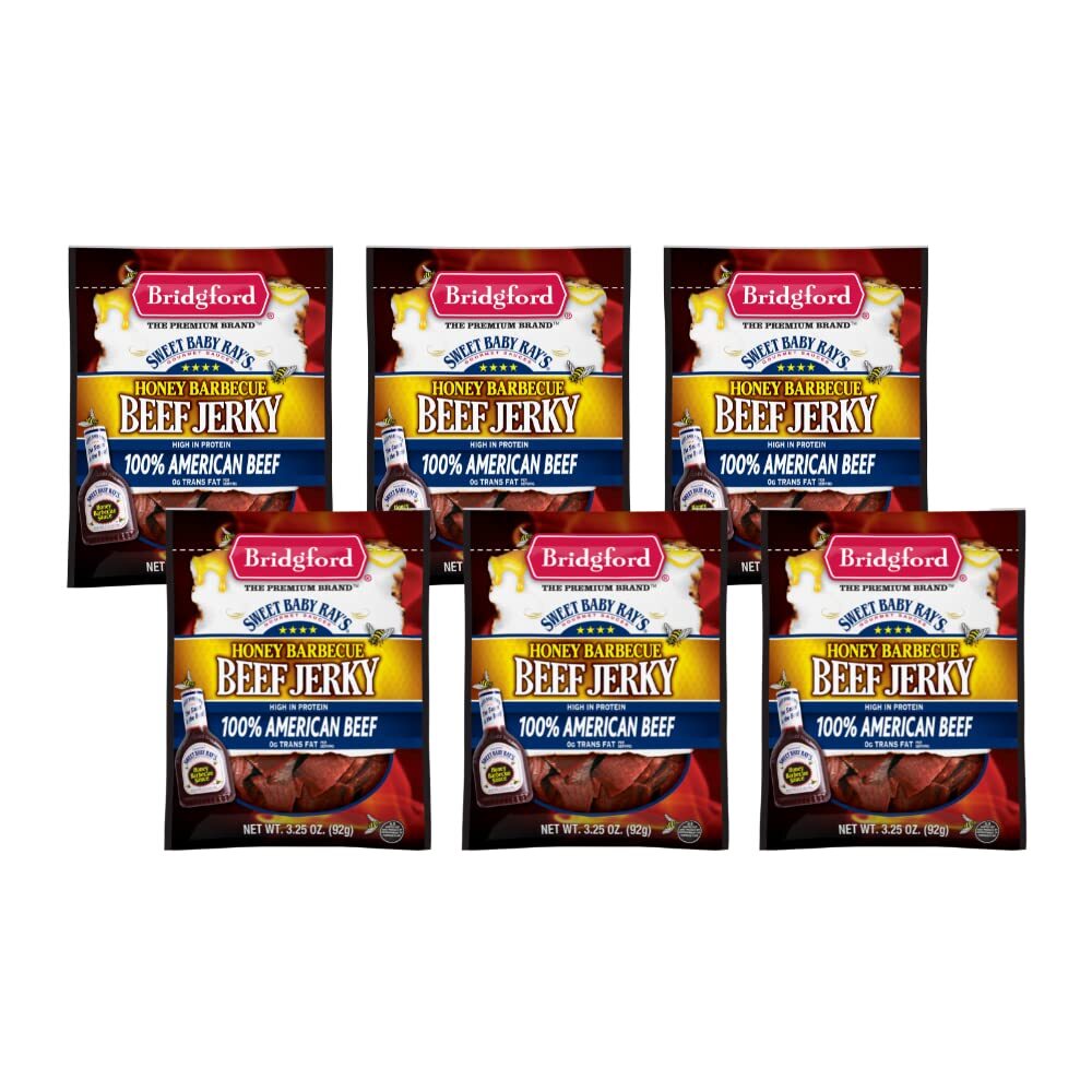 Bridgford Sweet Baby Ray’s High Protein Beef Jerky, (3.25 Ounce (Pack of 6))