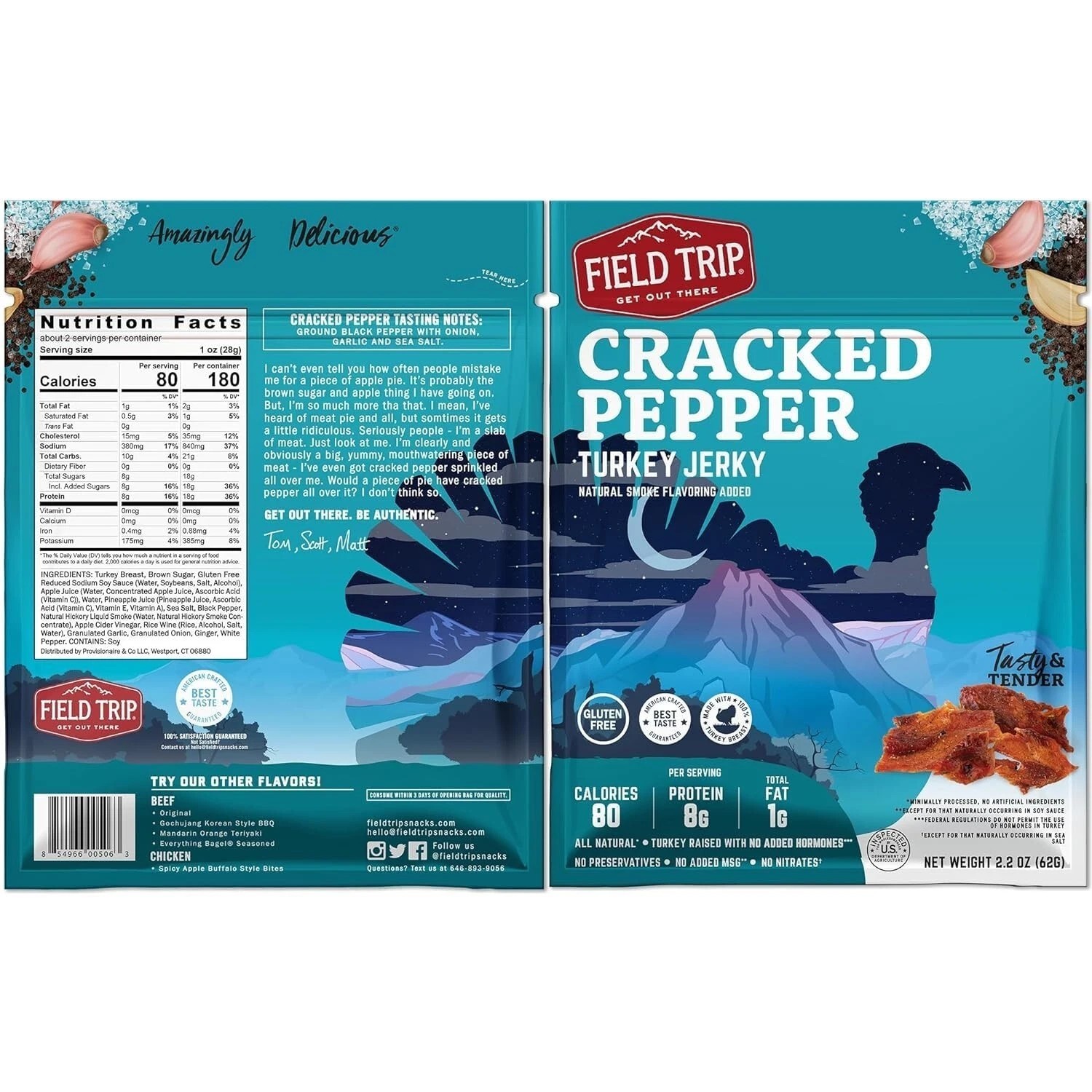 Field Trip Turkey Jerky, Keto Gluten Free Jerky, Low Carb, High Protein 3 Pack