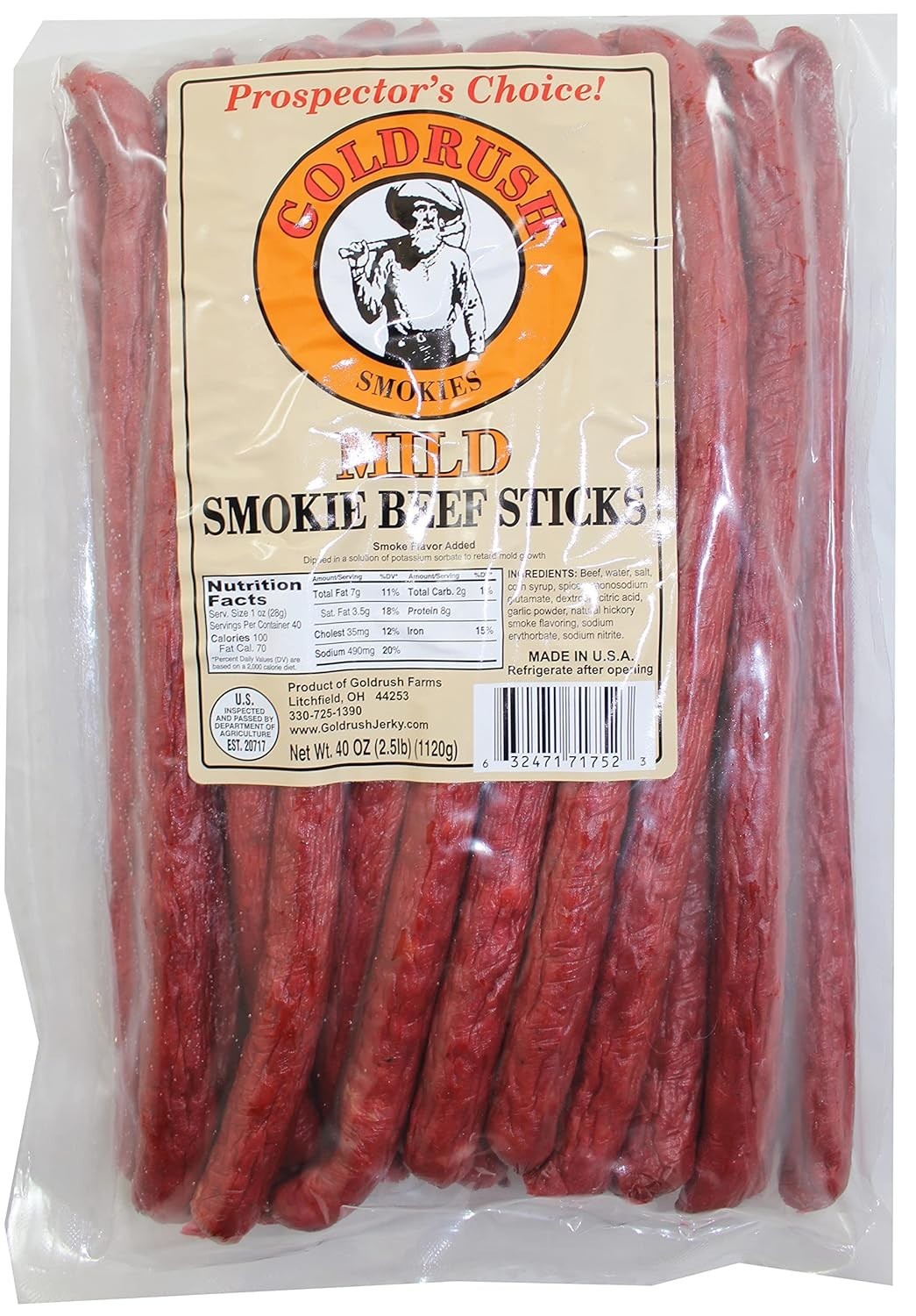 All Beef Smoked Meat Sticks 2.5 lb Bag Low Carb High Protein Snack