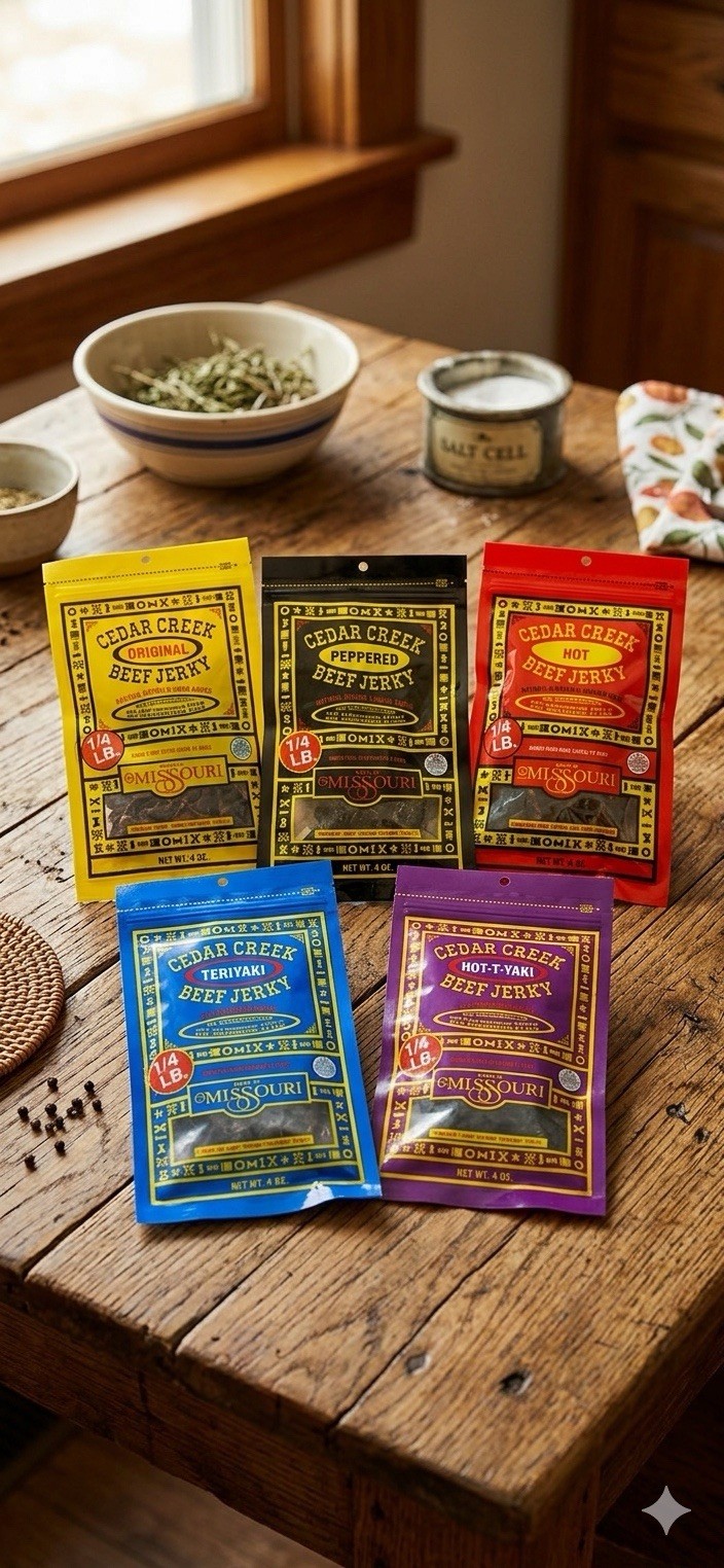 Mix and match 5-4oz bags Cedar Creek Jerky, Old Fashioned Style, $ 11.95 each