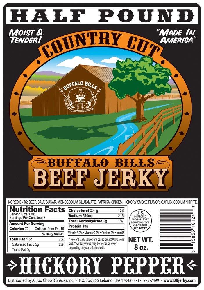8oz Hickory Pepper Country Cut Beef Jerky Pack hickory beef jerky with black …