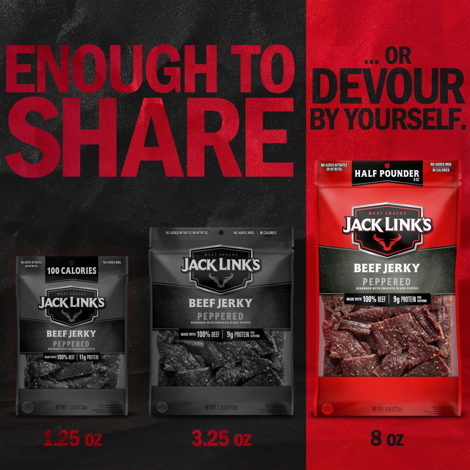 Jack Link’s Peppered Beef Jerky Half Pounder – 8 oz Large 8 Ounce (Pack of 1)