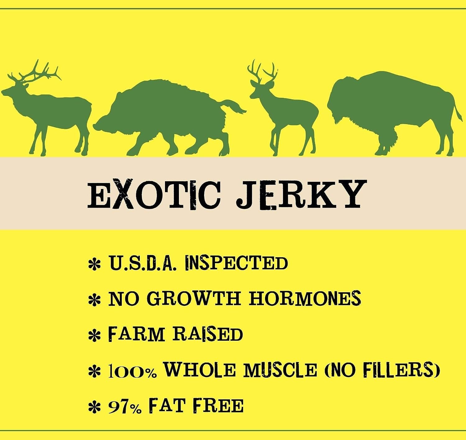 Exotic Jerky Variety Pack 4pc Wild Game Snacks Sampler Venison Elk Buffalo Boar