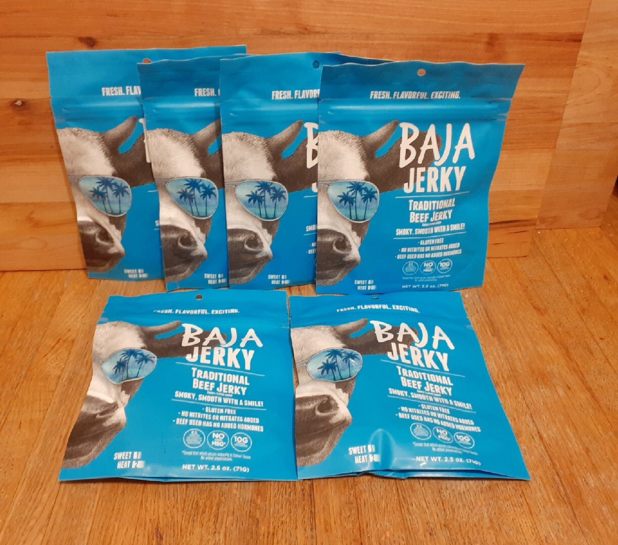 6 BAGS: BAJA Jerky Traditional BEEF Jerky 2.5oz GLUTEN FREE NO NITRATES NO MSG