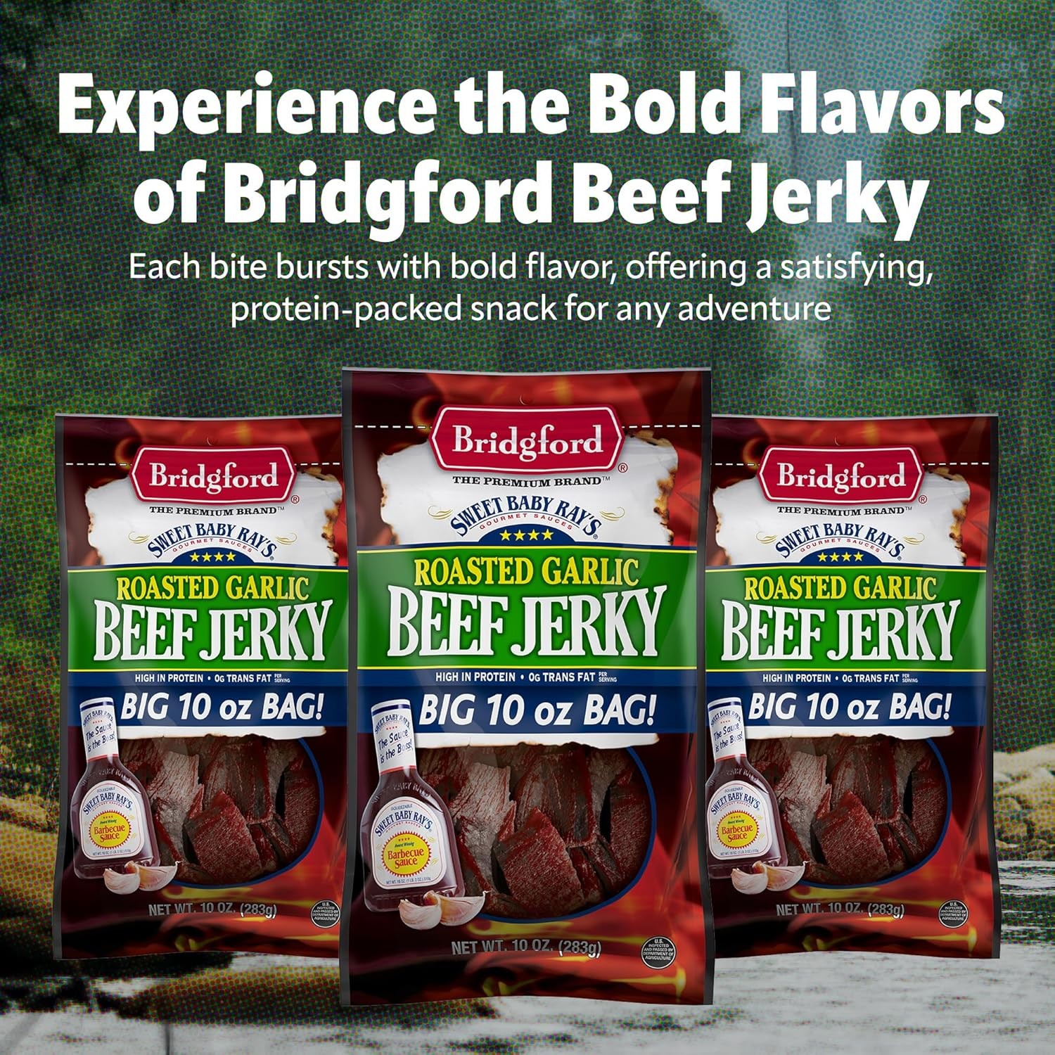Bridgford – SBR – Beef Jerky – Roasted Garlic – 10 oz – Pack 6