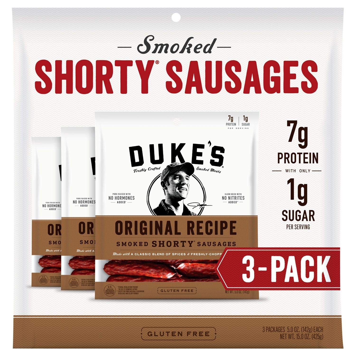 Dukes Smoked Shorty Sausages, Original Recipe – (3 pk, 5 oz, 15 oz Total)