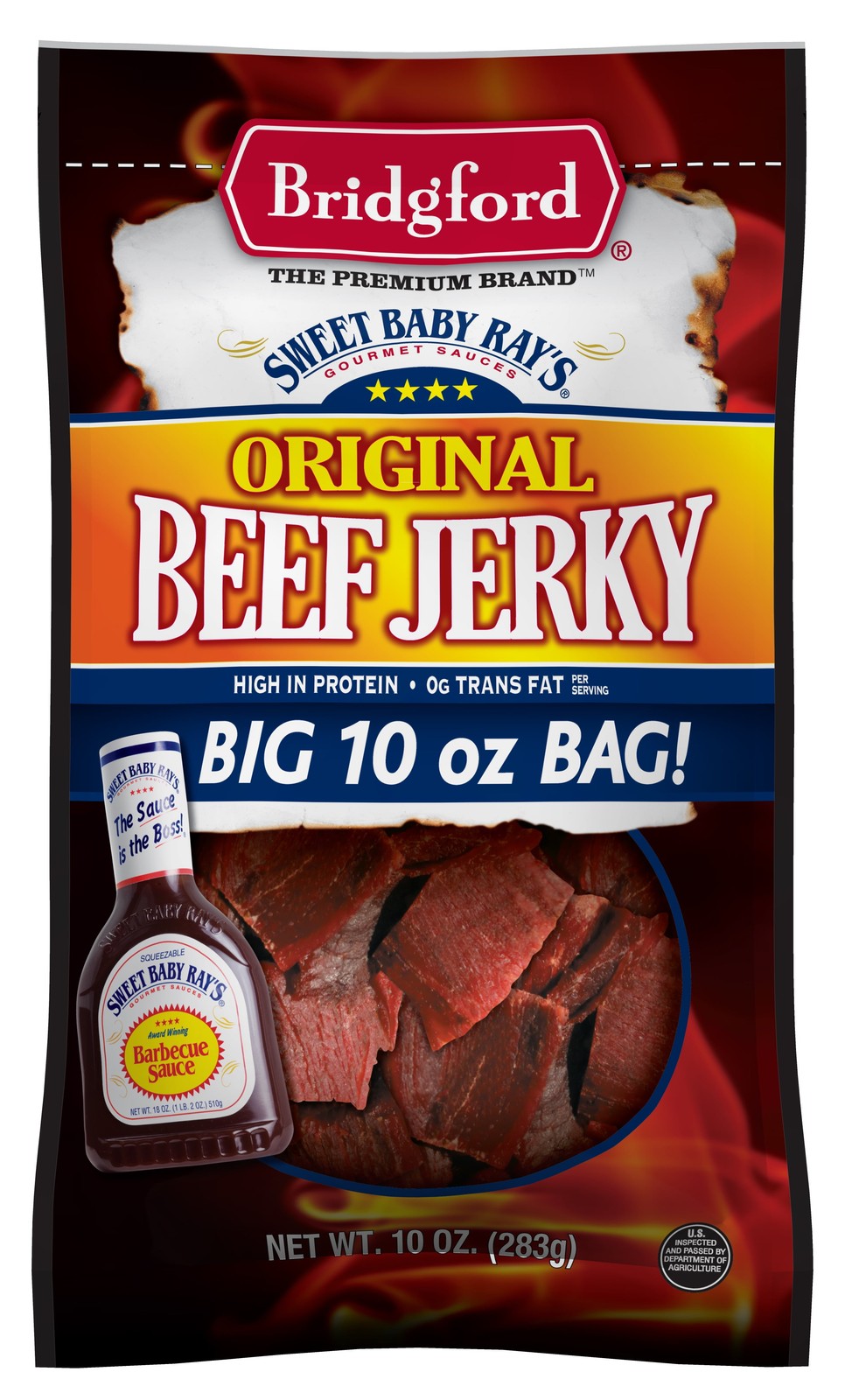 100% Beef Sweet Baby Ray’s Original Beef Jerky 10oz Resealable Bag