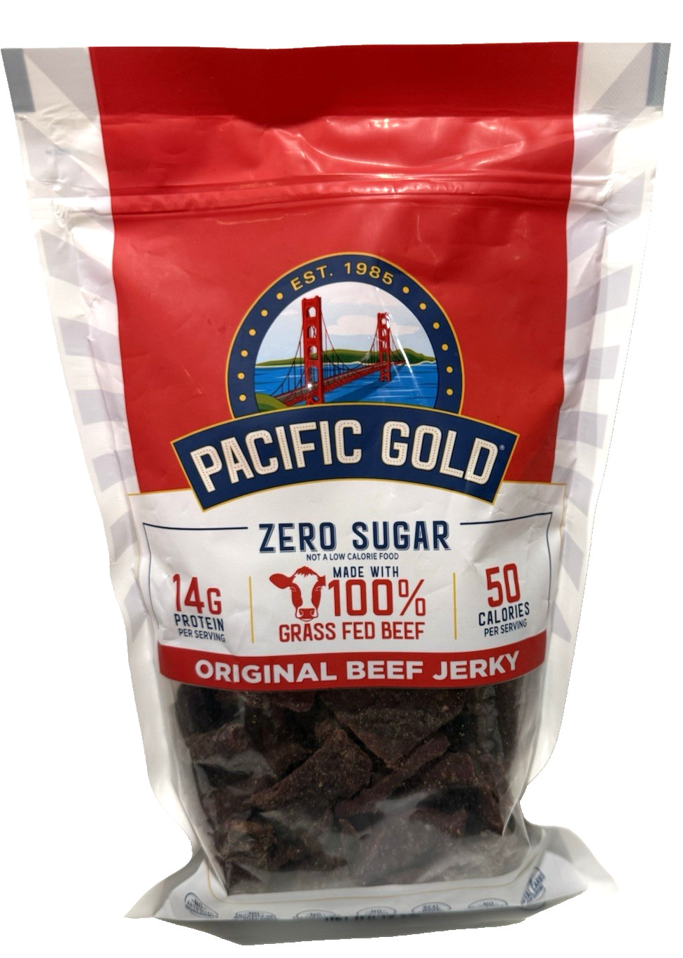 Pacific Gold Zero Sugar Original Beef Jerky 10 Oz Gluten Free Exp 8/8/26