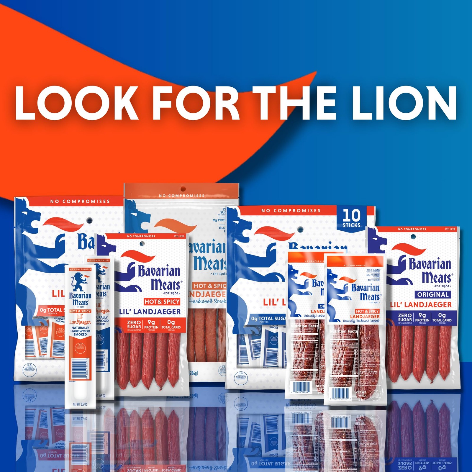 Bavarian Meats Lil’ Landjaeger Meat Sticks, Smoked Sausage Protein Snacks, Ze…