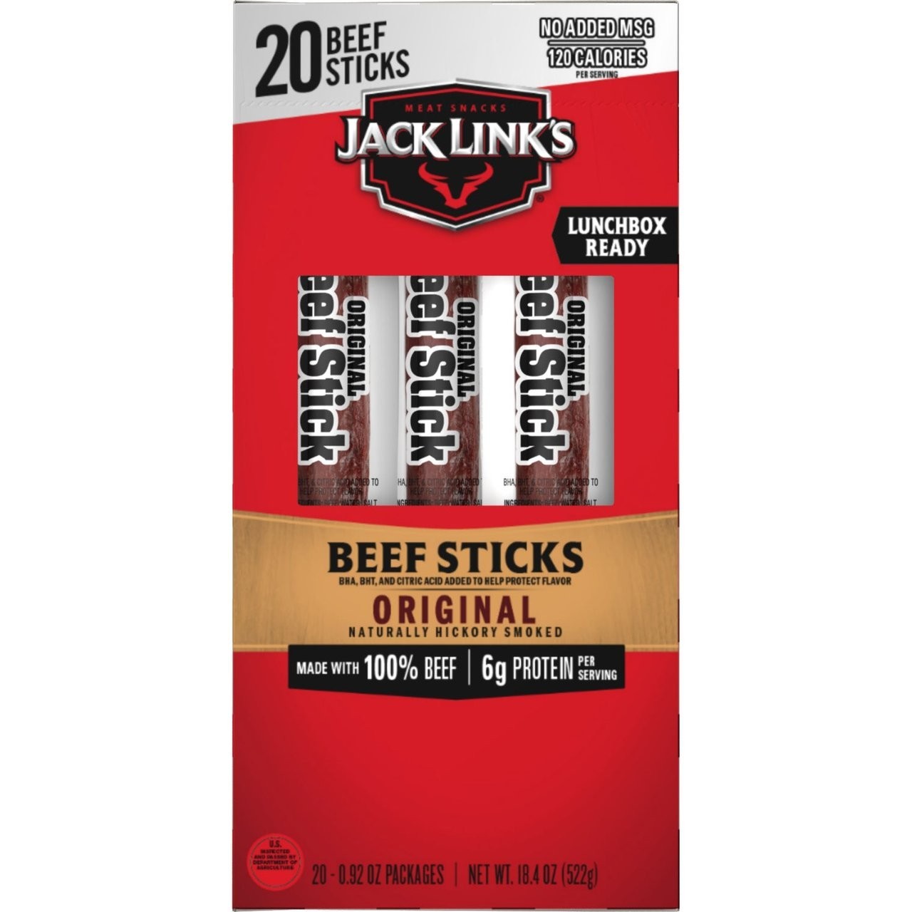 Jack Link’s Original Beef Jerky Sticks – 0.92 Ounce (Pack of 20), Multi-Color