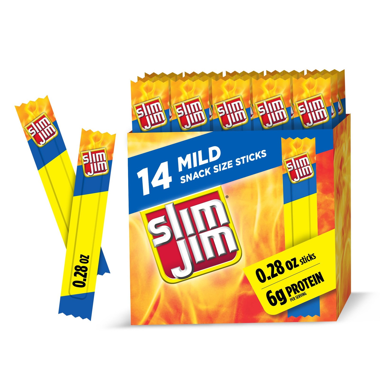 Slim Jim Smoked Meat Sticks, Mild Flavor, 6g Protein Per Serving, Snack Size,…