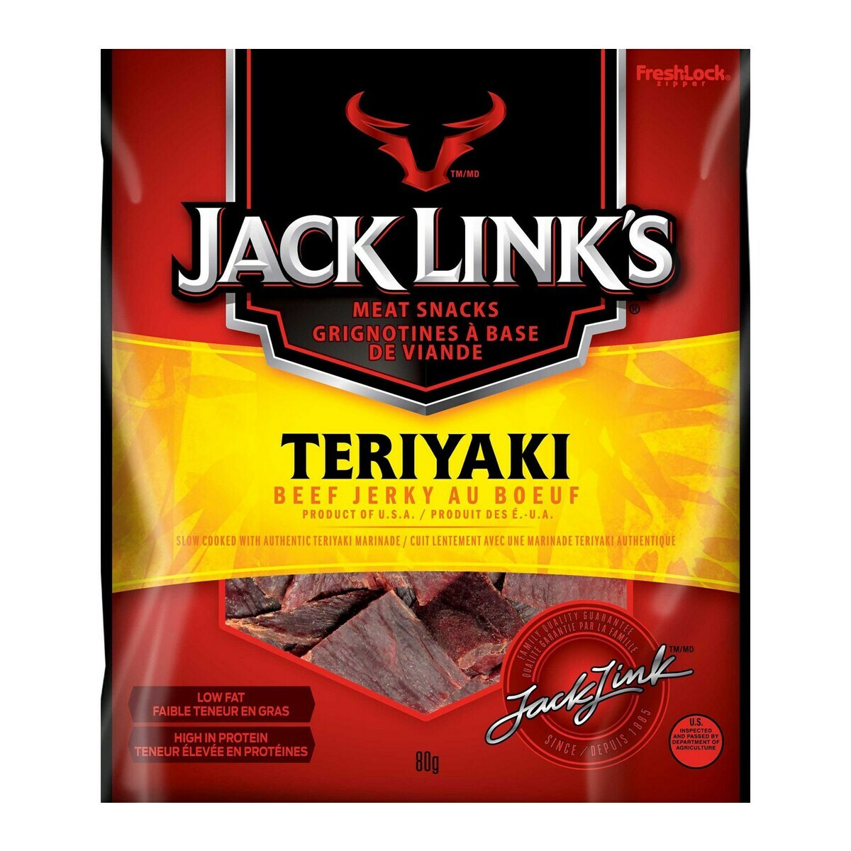 3 Packs Jack Links Beef Jerky Teriyaki Flavor Natural Smoky Snack 80g ea NEW