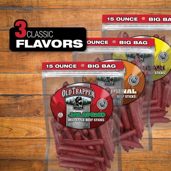 Old Trapper Jalapeno Smoked Beef Stick 15oz Resealable Bag