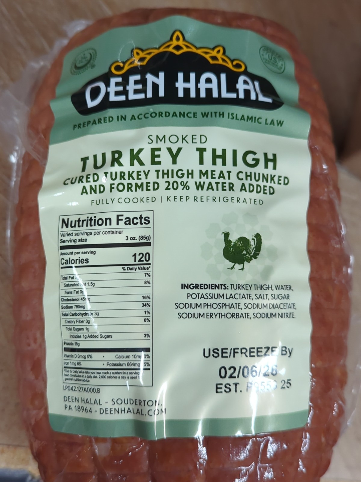 Deen Halal Smoked Turkey Ham ~6 Lb