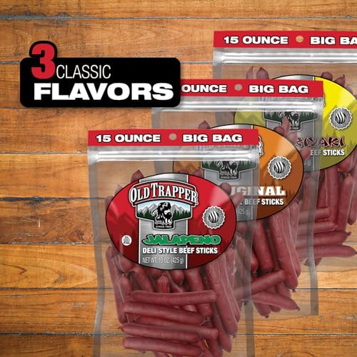 Old Trapper Jalapeno Beef Sticks 15 Ounce Sugar Free Meat Snack Pack
