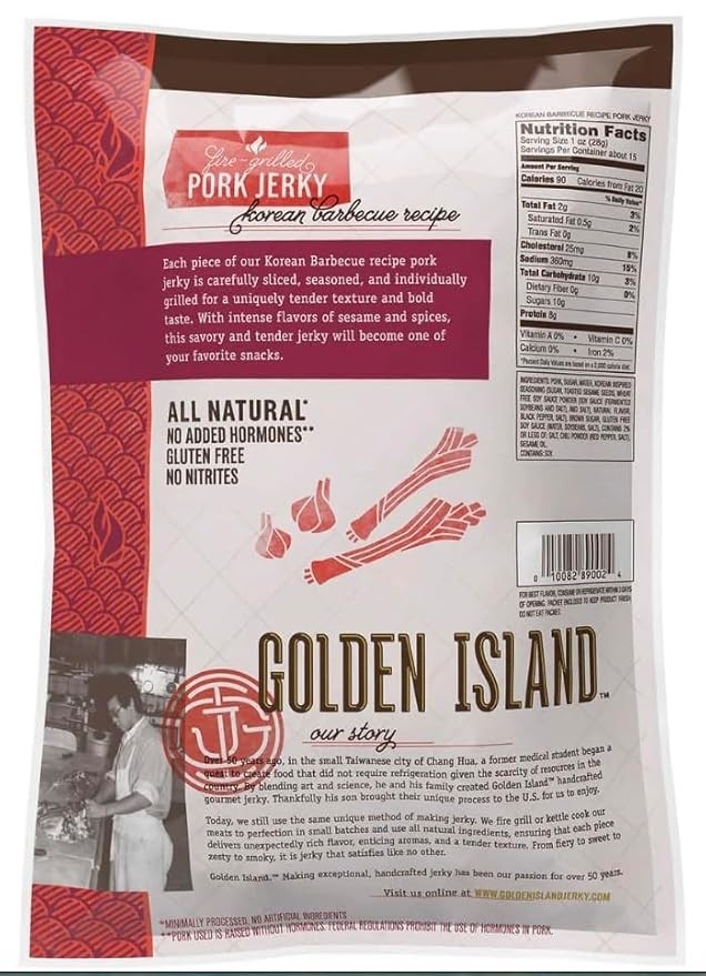 2 Packs Golden Island Korean BBQ Pork Jerky 14.5 oz Each Pack Exp 01/2027