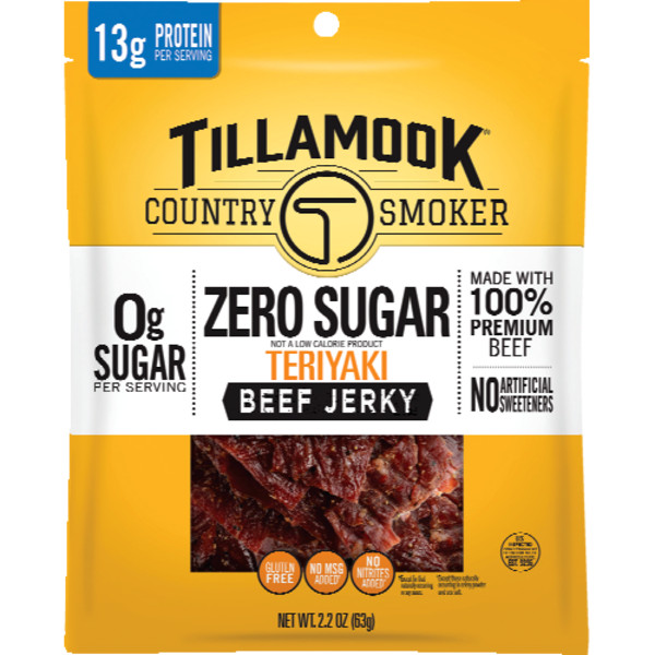 Tillamook Country Smoker Zero Sugar Teriyaki Beef Jerky 2.2 oz Pack of 3