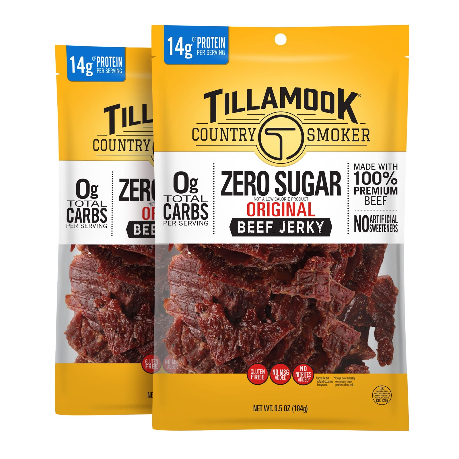 Tillamook Country Smoker Zero Sugar Original Beef Jerky Sticks, 6.5 Oz, Pack …