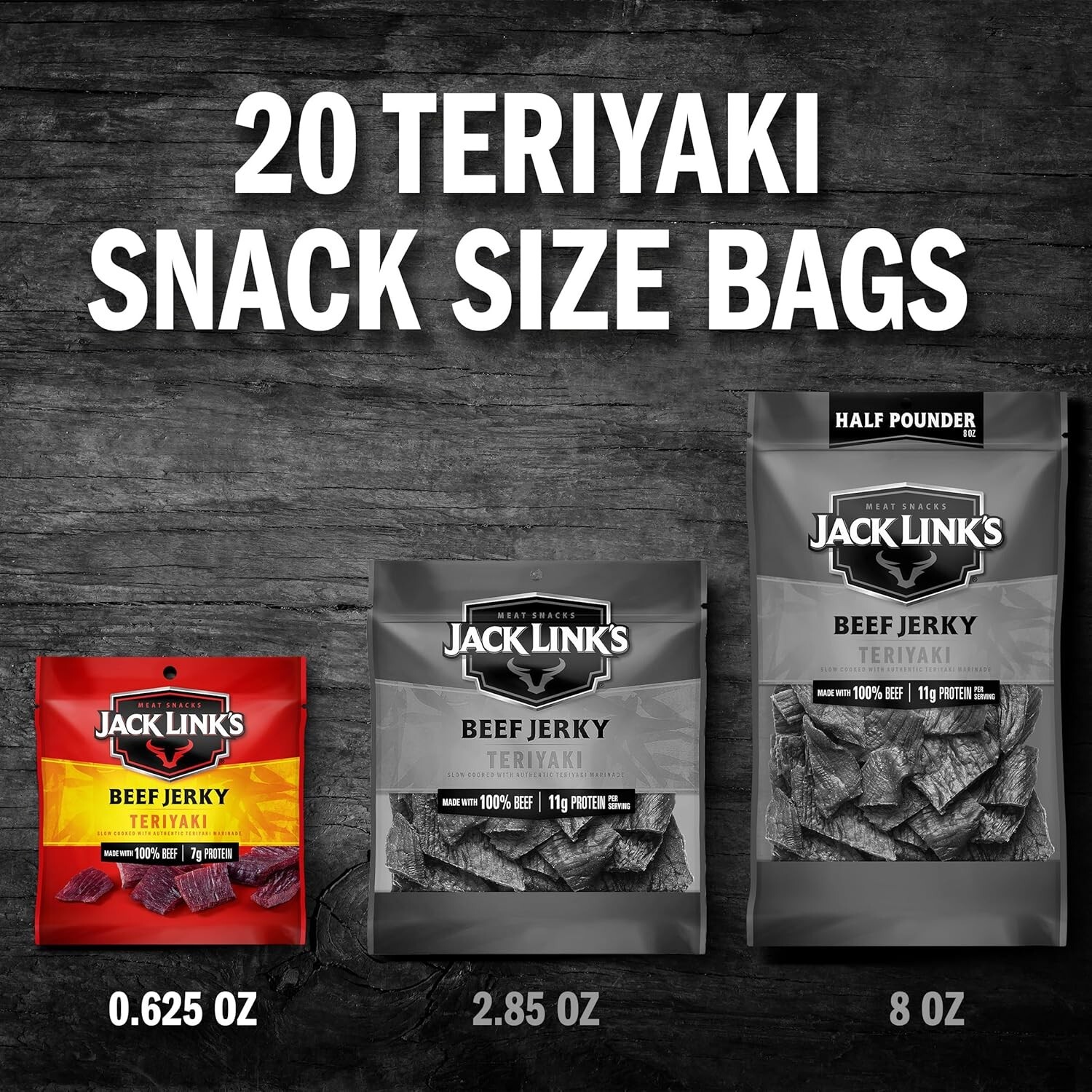 Protein-Packed Teriyaki Beef Jerky – 20 Individual 0.625oz Snack Bags, 100% Beef