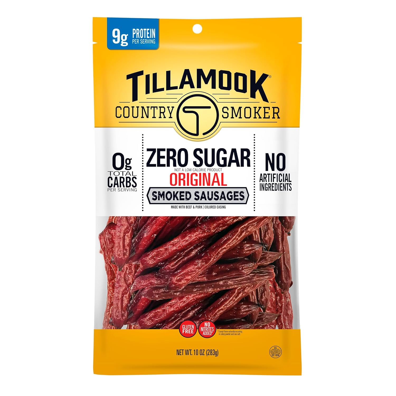 Tillamook Country Smoker Keto Friendly Zero Sugar Smoked Sausages, Original, 10