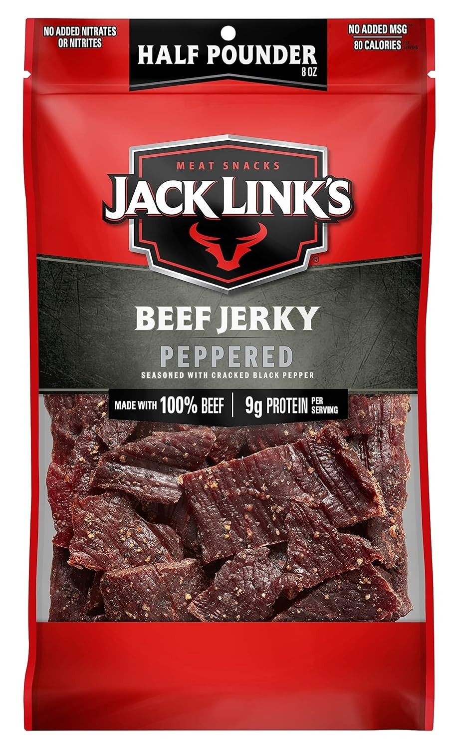 Jack Link’s Beef Jerky, Peppered, Half Pounder Large Jerky Bag – Flavorful Meat.