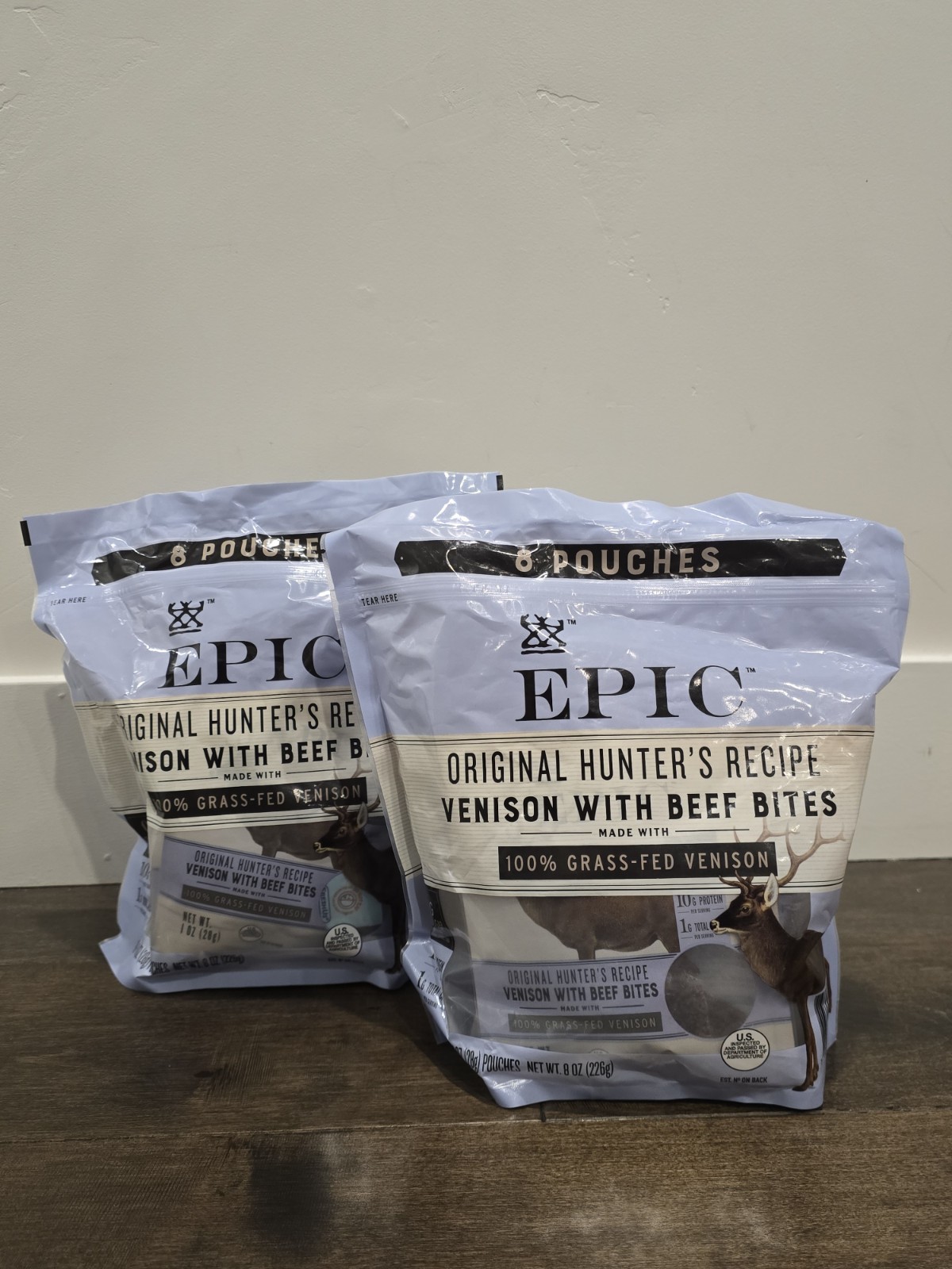 EPIC Venison Beef Bites Pack of 2 8oz High Protein Keto Meat Snack Grass Fed