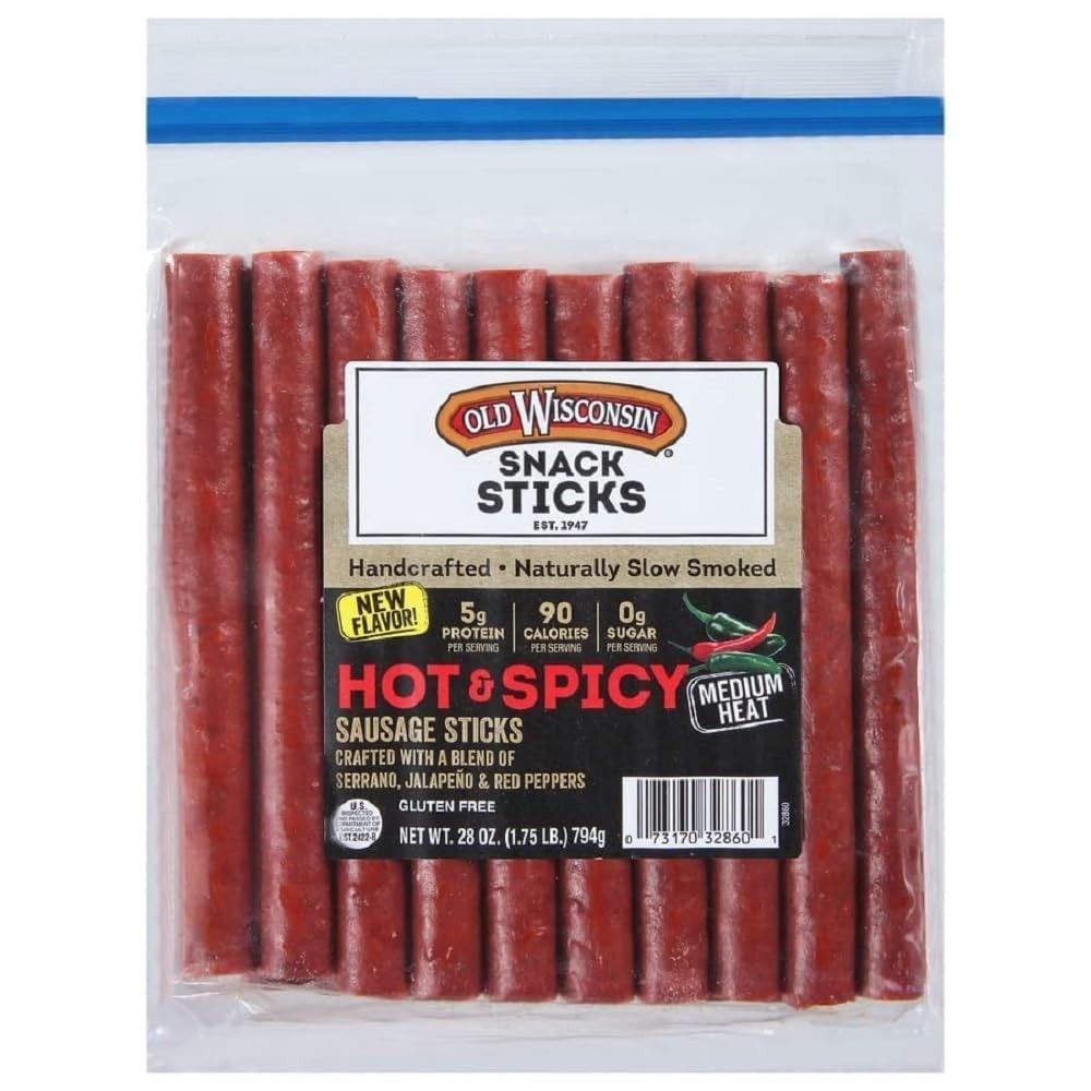 Delicious Hot & Spicy Sausage Sticks – Resealable 28oz, Perfect for Snacking