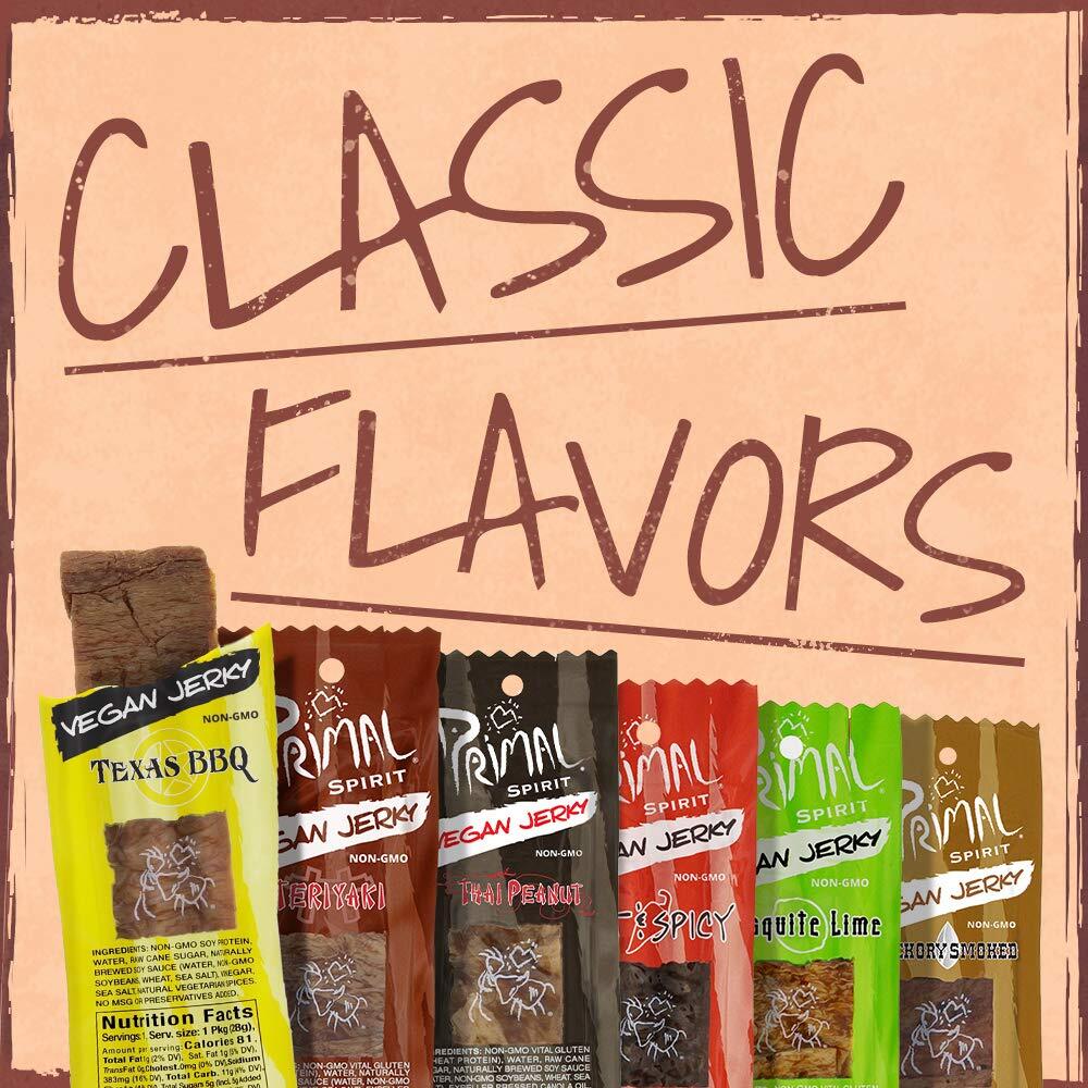 Vegan Jerky Pack of 24 Classic Texas BBQ Flavor High Protein Snack