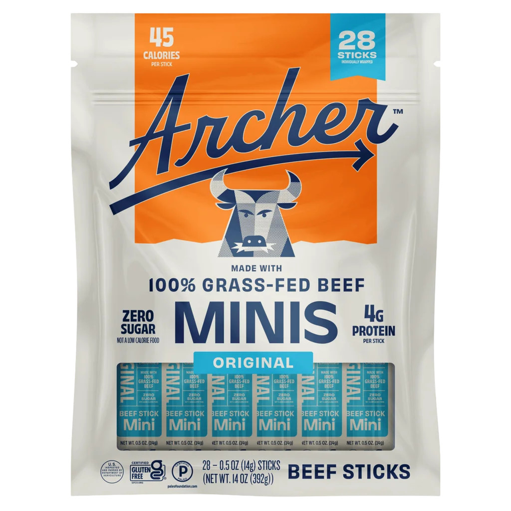 Country Archer Grass-Fed Beef Stick Minis Original, 0.5 oz, 28-Count