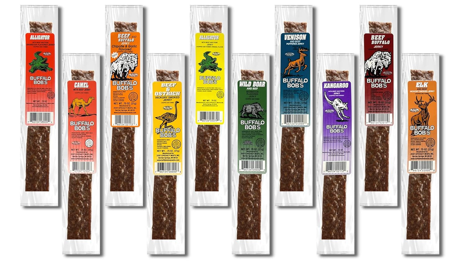 Exotic Jerky Assortment – 10 Flavor Variety Pack – Wild Game Jerky, Snack for Ad