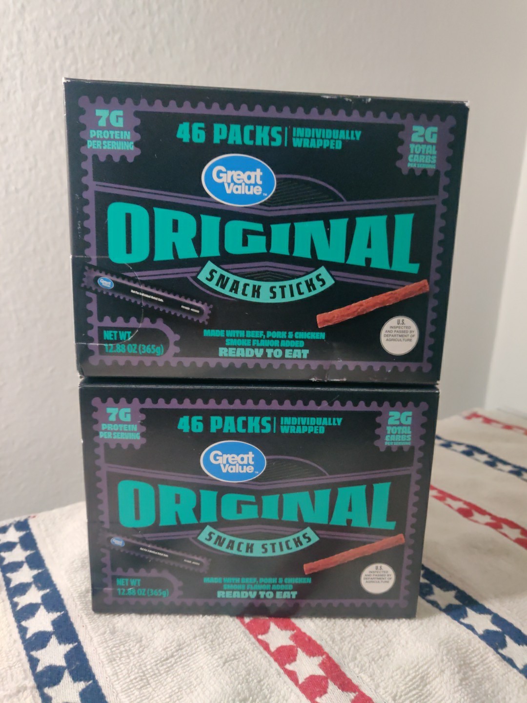 2Pak-Original Flavor Meat Snack Sticks,46 Piece Bulk Pack Beef Jerky Alternative