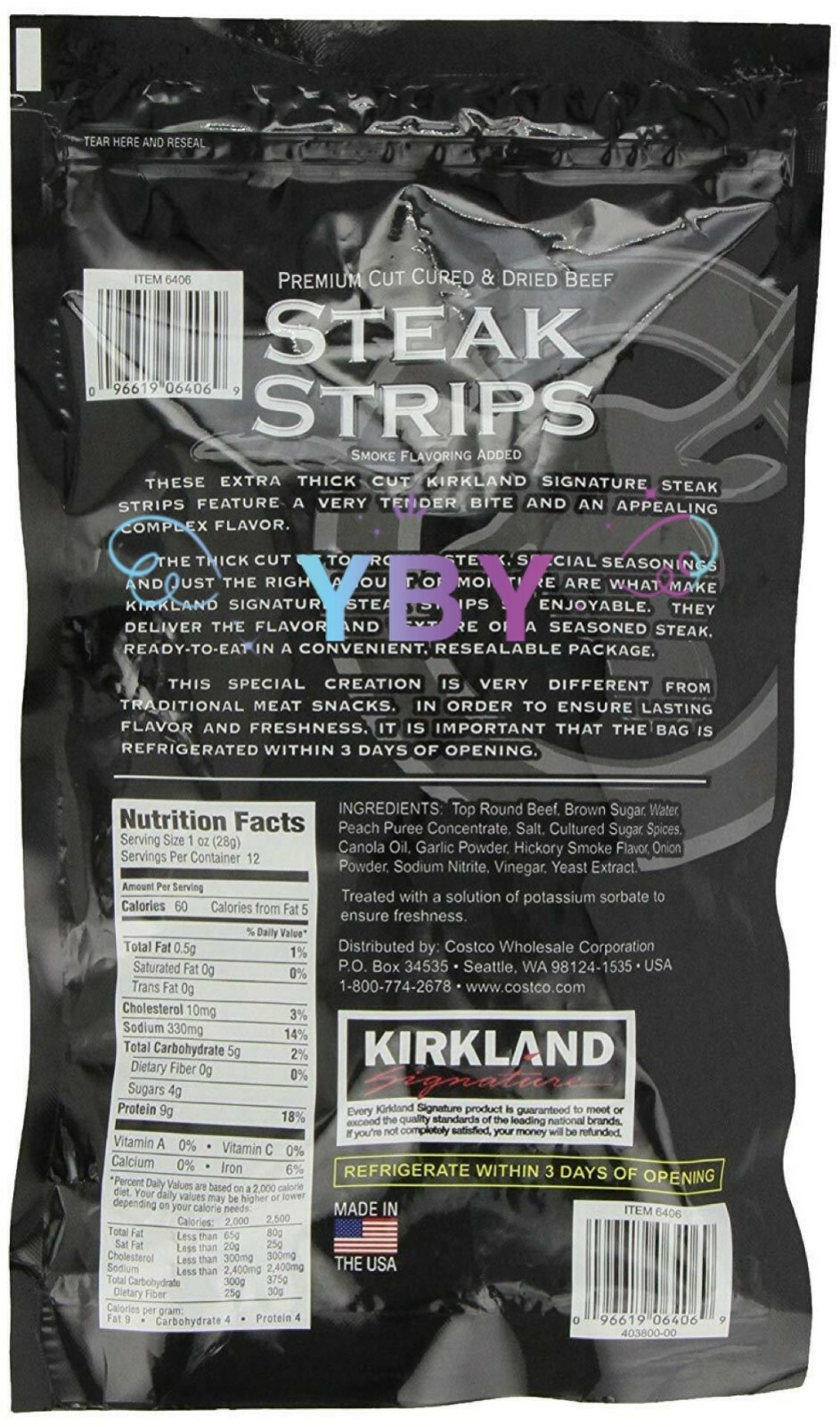 Kirkland Premium Cut Steak Strips Dried Beef Jerky Extra Thick Cut 12 oz