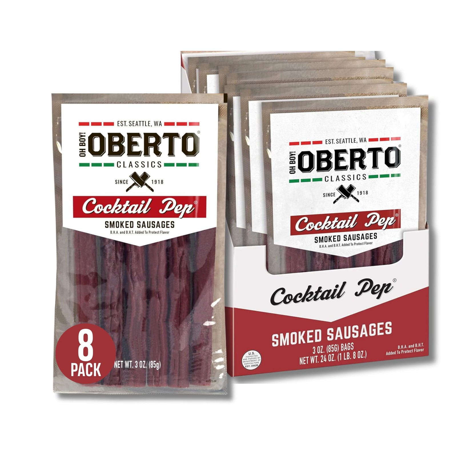 Oh Boy Classics Cocktail Pep Smoked Sausages 3 Ounce Pack of 8