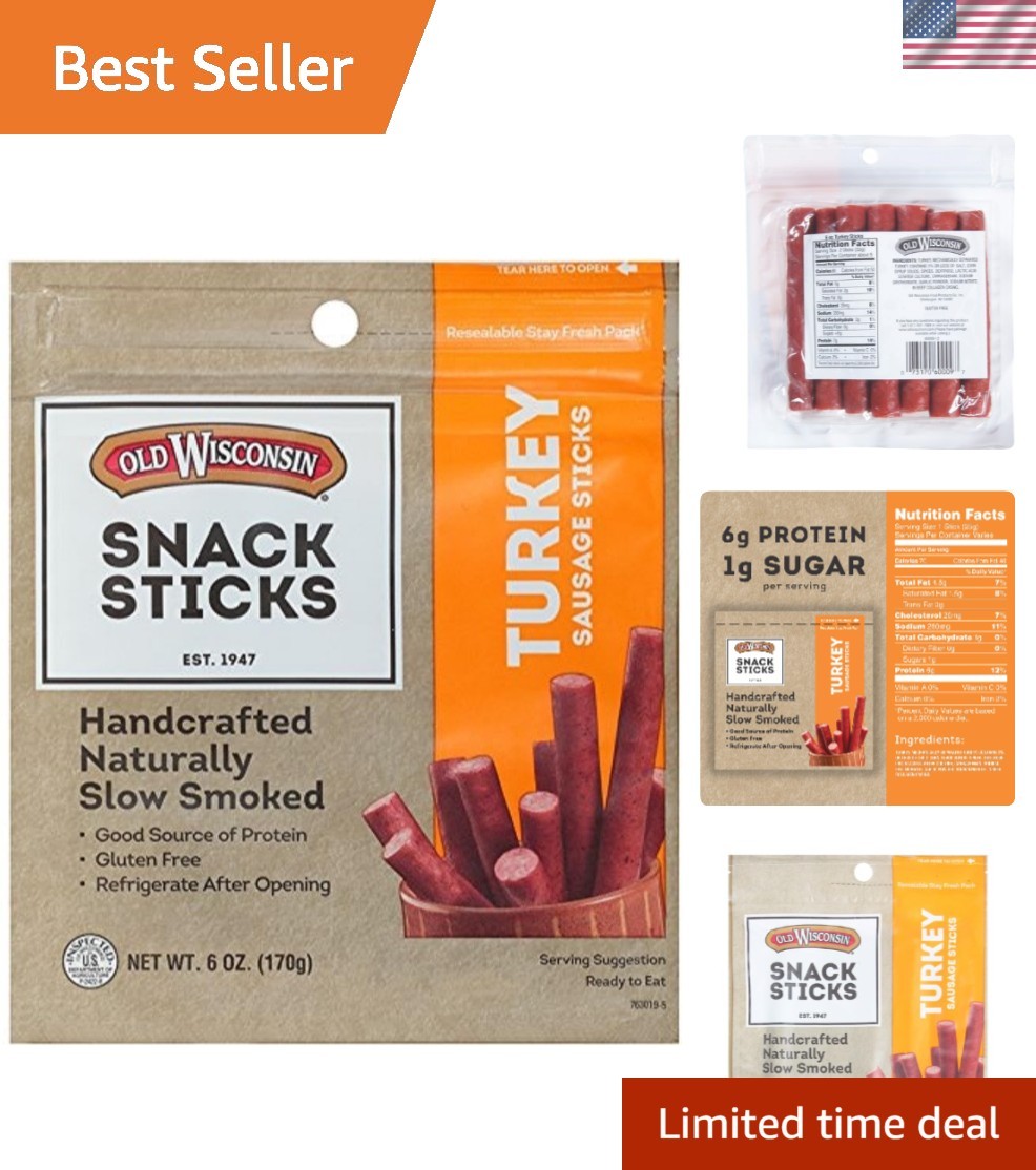 Gourmet Turkey Snack Sticks – Made in USA, Ready to Eat, 6 Oz – Family-Friendly