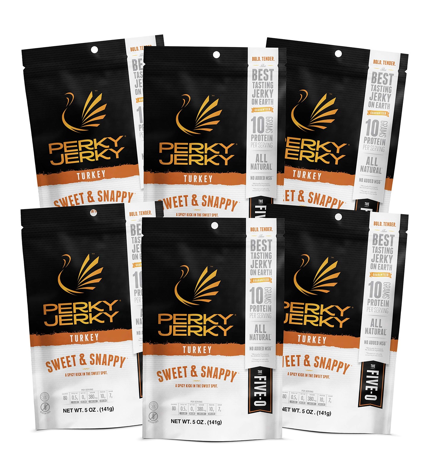 Perky Jerky Sweet and Snappy Turkey Jerky, 5 oz Bags Pack of 6 Low Sodium 1…