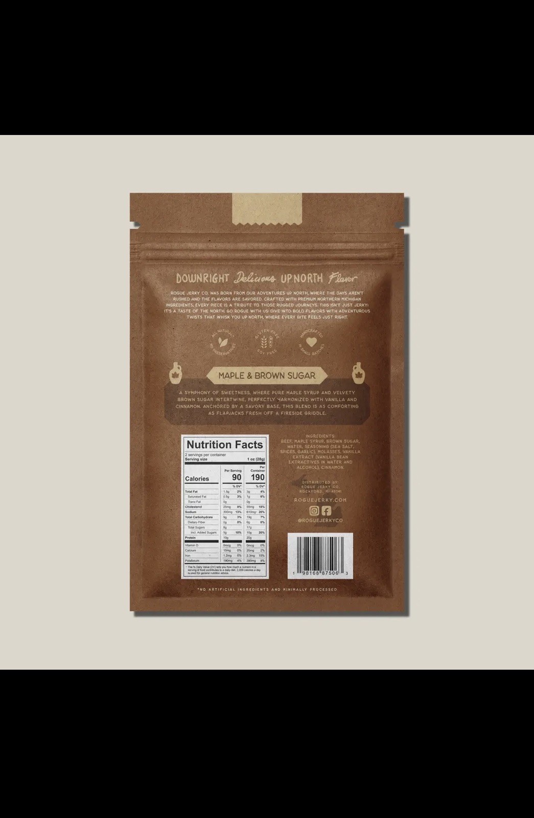 Buy 2 bags-Rogue Jerky Co. Maple & Brown Sugar Beef Jerky Sweet Style 56.7g