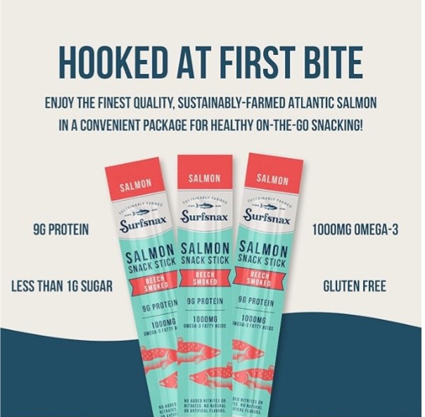 SurfSnax Salmon Stick, 12 Count / 1 oz Each (0.75 lb)