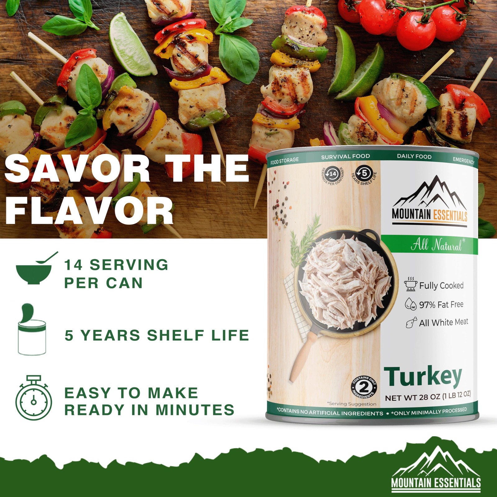 All Natural Canned Turkey 28 Oz Fully Cooked Ready To Eat Pantry Survival Food